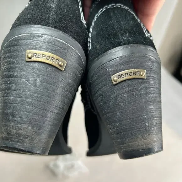 Report Ladies MOLLY Heeled Western Slip On Cowboy Black Suede Boots Size 6 - Picture 5 of 6